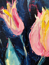 Load image into Gallery viewer, Pink Tulips in the Night - 11X14 Original Oil Painting