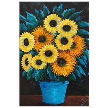Load image into Gallery viewer, Sunflowers in Turquoise Pot - Canvas Art Print