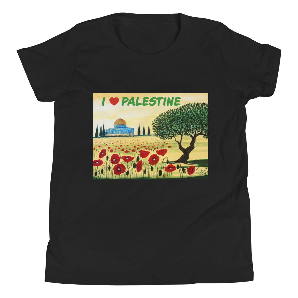 Youth Short Sleeve T-Shirt-I love Palestine