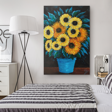 Load image into Gallery viewer, Sunflowers in Turquoise Pot - Canvas Art Print
