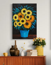 Load image into Gallery viewer, Sunflowers in Turquoise Pot - Canvas Art Print
